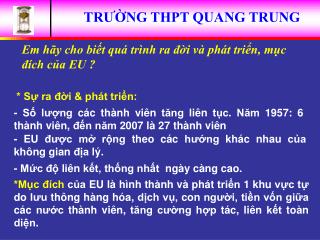 TRƯỜNG THPT QUANG TRUNG