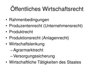 Öffentliches Wirtschaftsrecht