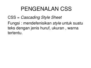 PENGENALAN CSS