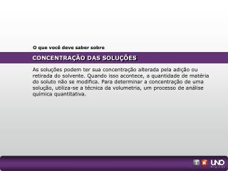 CONCENTRAÇÃO DAS SOLUÇÕES