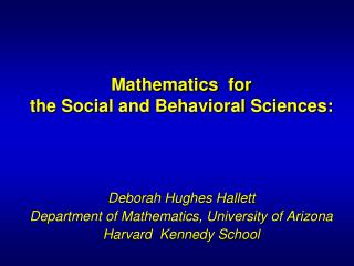 Mathematics for the Social and Behavioral Sciences: