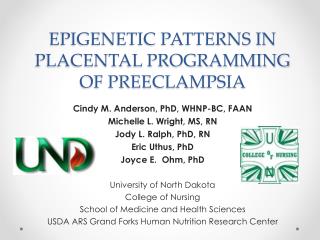 EPIGENETIC PATTERNS IN PLACENTAL PROGRAMMING OF PREECLAMPSIA