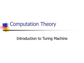 Computation Theory