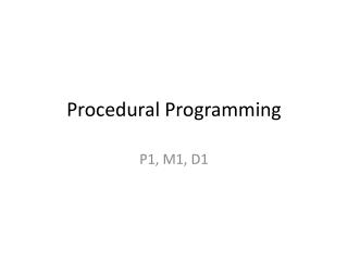 Procedural Programming