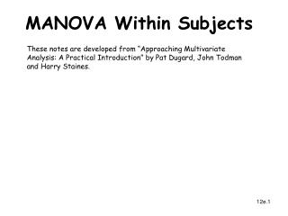 MANOVA Within Subjects