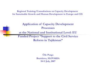 Application of Capacity Development Processes