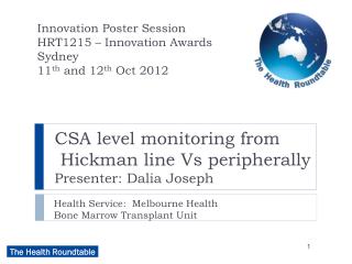 CSA level monitoring from Hickman line Vs peripherally Presenter: Dalia Joseph