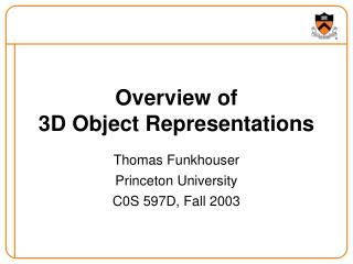 Overview of 3D Object Representations