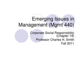 Emerging Issues in Management (Mgmt 440)