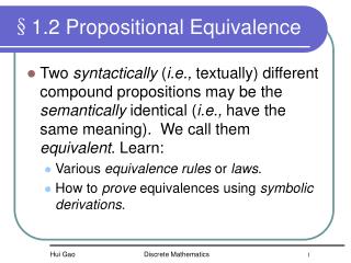 §1.2 Propositional Equivalence