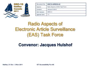 Radio Aspects of Electronic Article Surveillance (EAS) Task Force