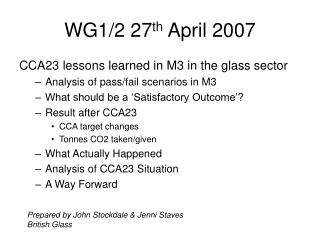 WG1/2 27 th April 2007