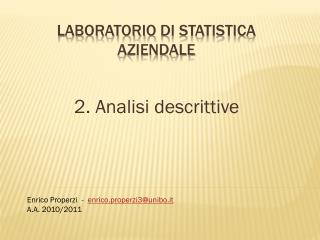 LABORATORIO DI STATISTICA AZIENDALE