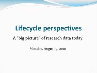 Lifecycle perspectives