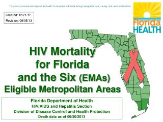 HIV Mortality for Florida and the Six (EMAs) Eligible Metropolitan Areas