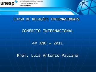 CURSO DE RELAÇÕES INTERNACIONAIS