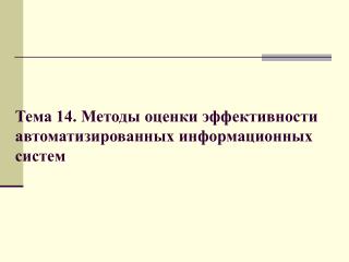Тема 14. Методы оценки эффективности автоматизированных информационных систем