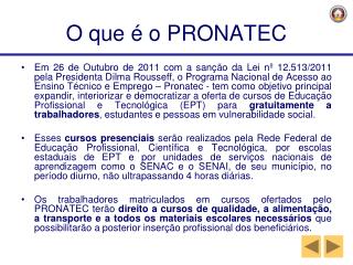 O que é o PRONATEC