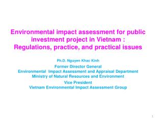 Environmental impact assessment for public investment project in Vietnam :