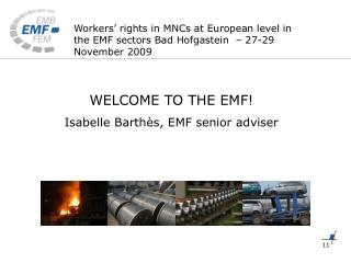 WELCOME TO THE EMF! Isabelle Barthès, EMF senior adviser