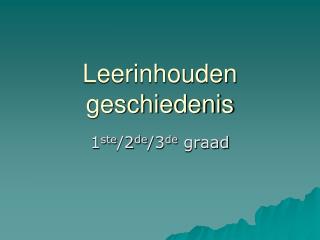 Leerinhouden geschiedenis