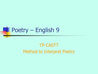 Poetry – English 9