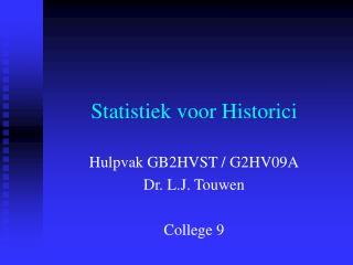 Statistiek voor Historici