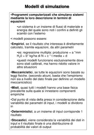 Modelli di simulazione