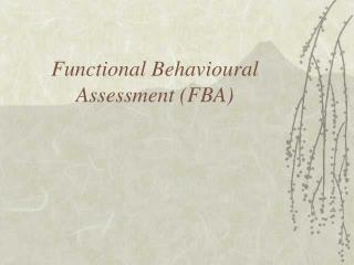 Functional Behavioural Assessment (FBA)