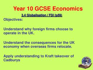 Year 10 GCSE Economics