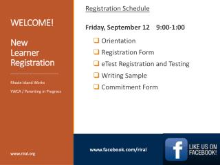 WELCOME! New Learner Registration