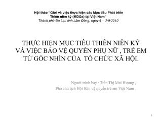 Người trình bày : Trần Thị Mai Hương , Phó chủ tịch Hội Bảo vệ quyền trẻ em Việt Nam .