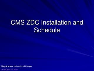 CMS ZDC Installation and Schedule