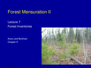 Forest Mensuration II