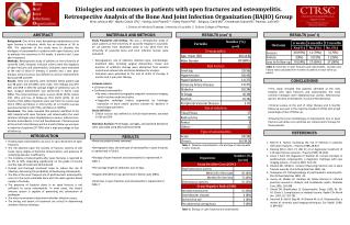 Table 1. Baseline characteristics, site and type of osteomyelitis in open fractures