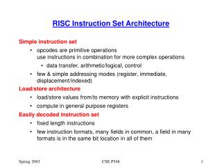RISC Instruction Set Architecture