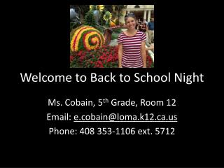 Welcome to Back to School Night
