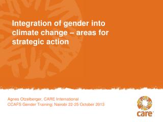 Integration of gender into climate change – areas for strategic action