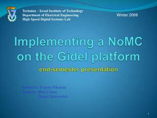 Implementing a NoMC on the Gidel platform end-semester presentation