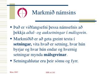 Markmið námsins