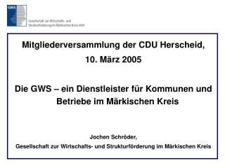 Mitgliederversammlung der CDU Herscheid, 10. März 2005