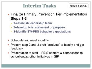 Interim Tasks