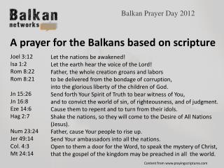 Balkan Prayer Day 2012