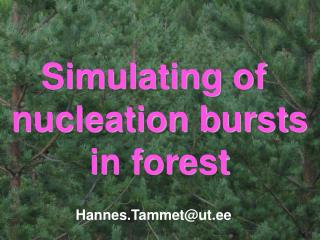 Simulating of nucleation bursts in forest Hannes.Tammet@ut.ee