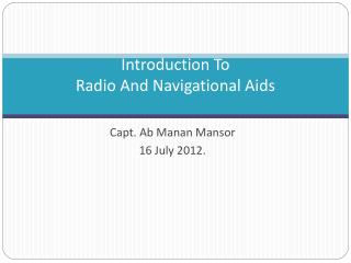 Introduction To Radio And Navigational Aids