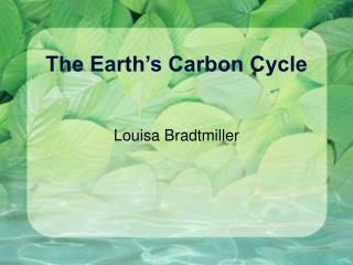 The Earth’s Carbon Cycle