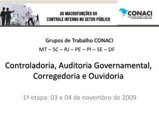 Controladoria, Auditoria Governamental, Corregedoria e Ouvidoria