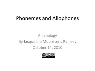 Phonemes and Allophones