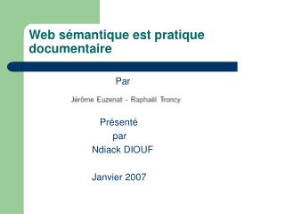 Web sémantique est pratique documentaire