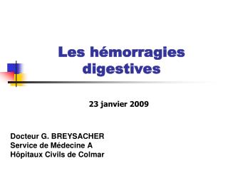 Les hémorragies digestives